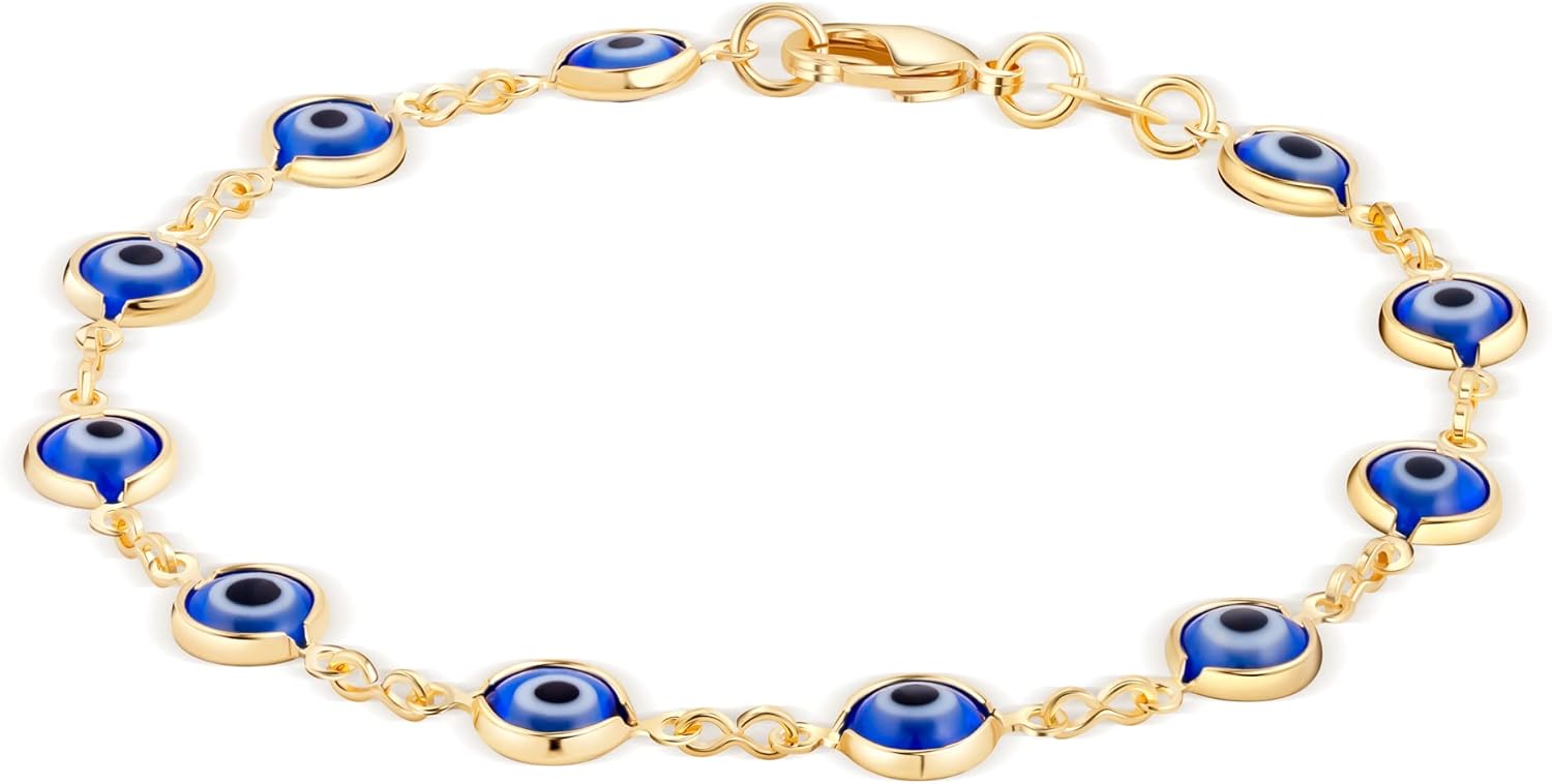 18K Gold Plated Multicolored Evil Eye Bracelet for Women - Made in Brazil