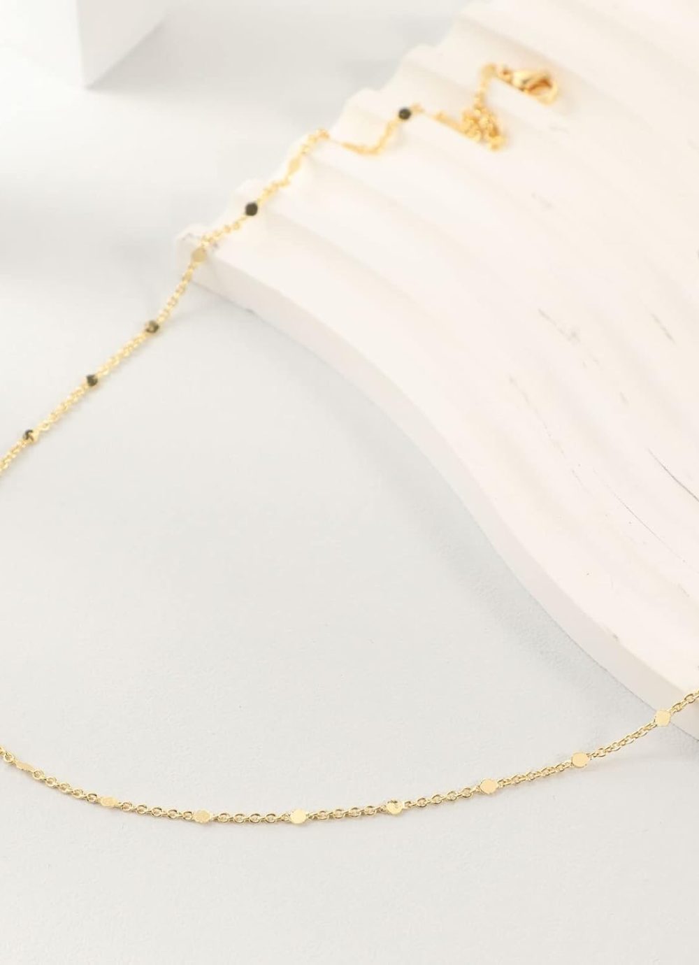 14K Gold/Silver Plated Satellite Choker Shining Dots Station Box Chain 3 Blue Beads Sparkle Chain Necklace Open Hearts Open Stars Link Chain Exquisite Jewelry for women - Image 6