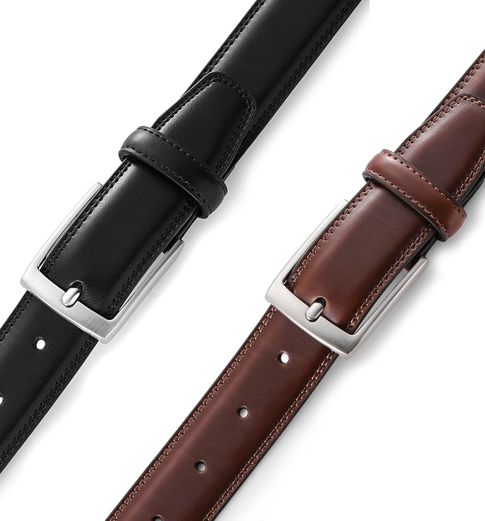 Men's Leather Dress Belt 2Pack, Handmade, Genuine Leather, Fashion & Classic Designs for Work Business and Casual - Image 5