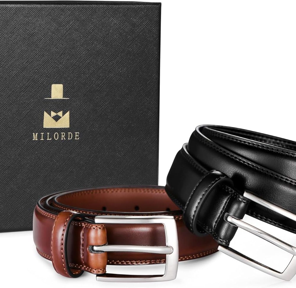Men's Leather Dress Belt 2Pack, Handmade, Genuine Leather, Fashion & Classic Designs for Work Business and Casual - Image 6