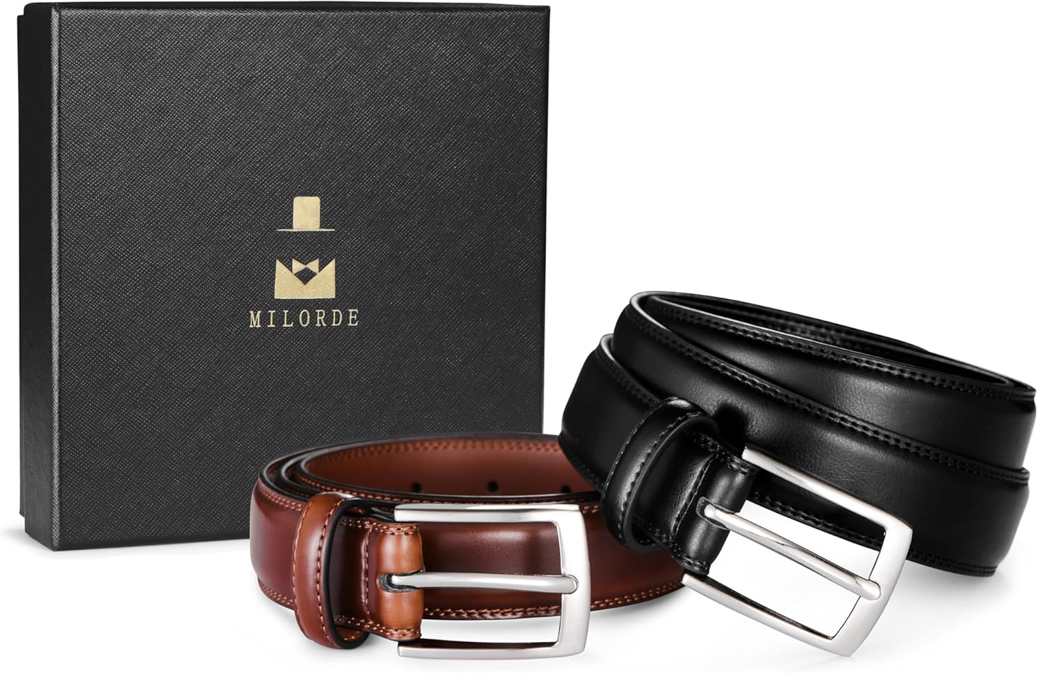 Men's Leather Dress Belt 2Pack, Handmade, Genuine Leather, Fashion & Classic Designs for Work Business and Casual - Image 6