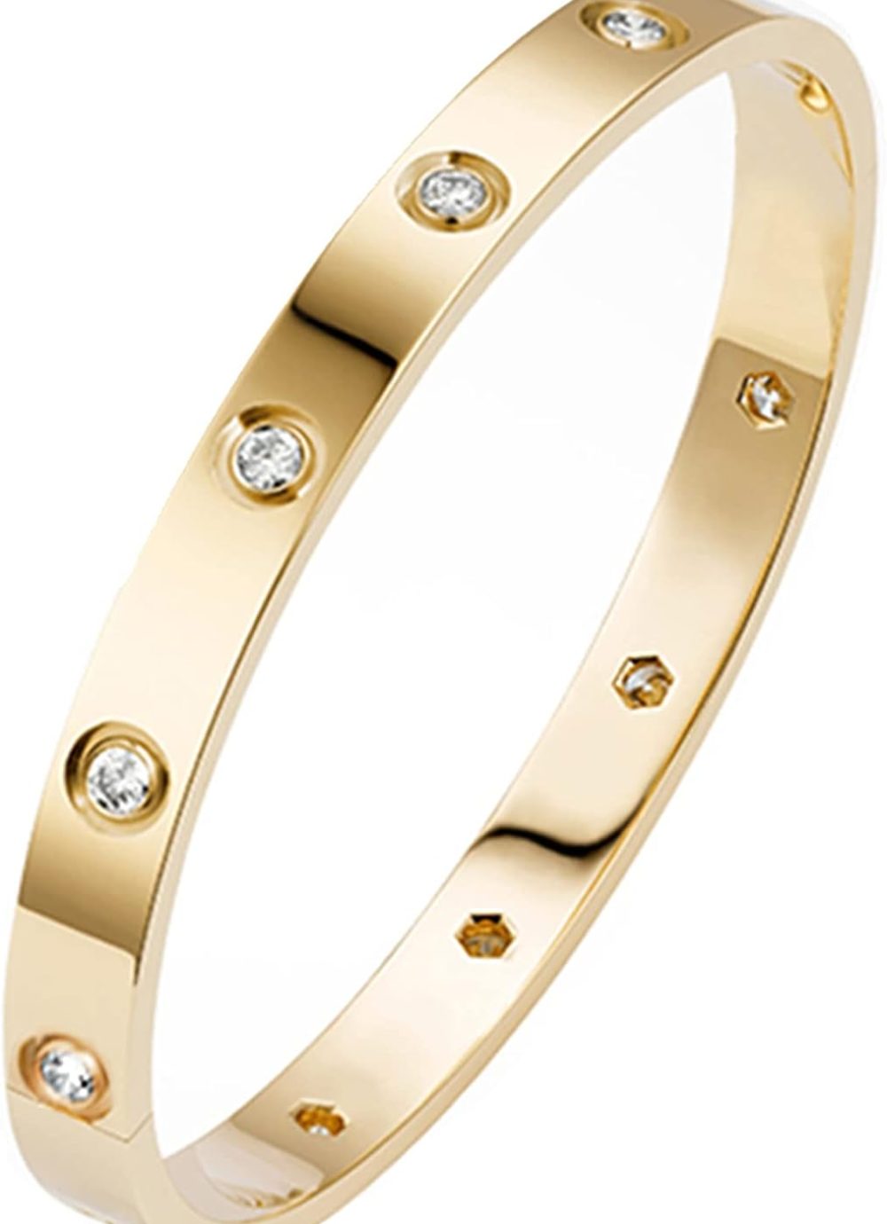 18K Gold Plated Love Friendship Bracelets with CZ Stones Trendy Stainless Steel Bangle Jewelry