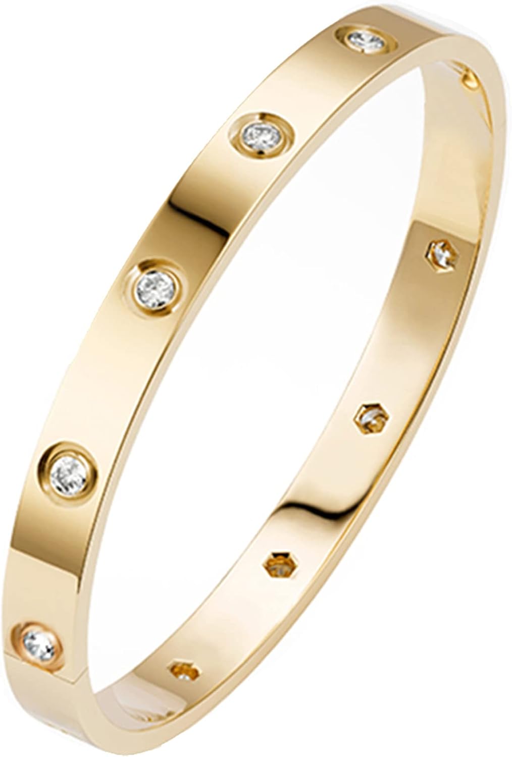 18K Gold Plated Love Friendship Bracelets with CZ Stones Trendy Stainless Steel Bangle Jewelry