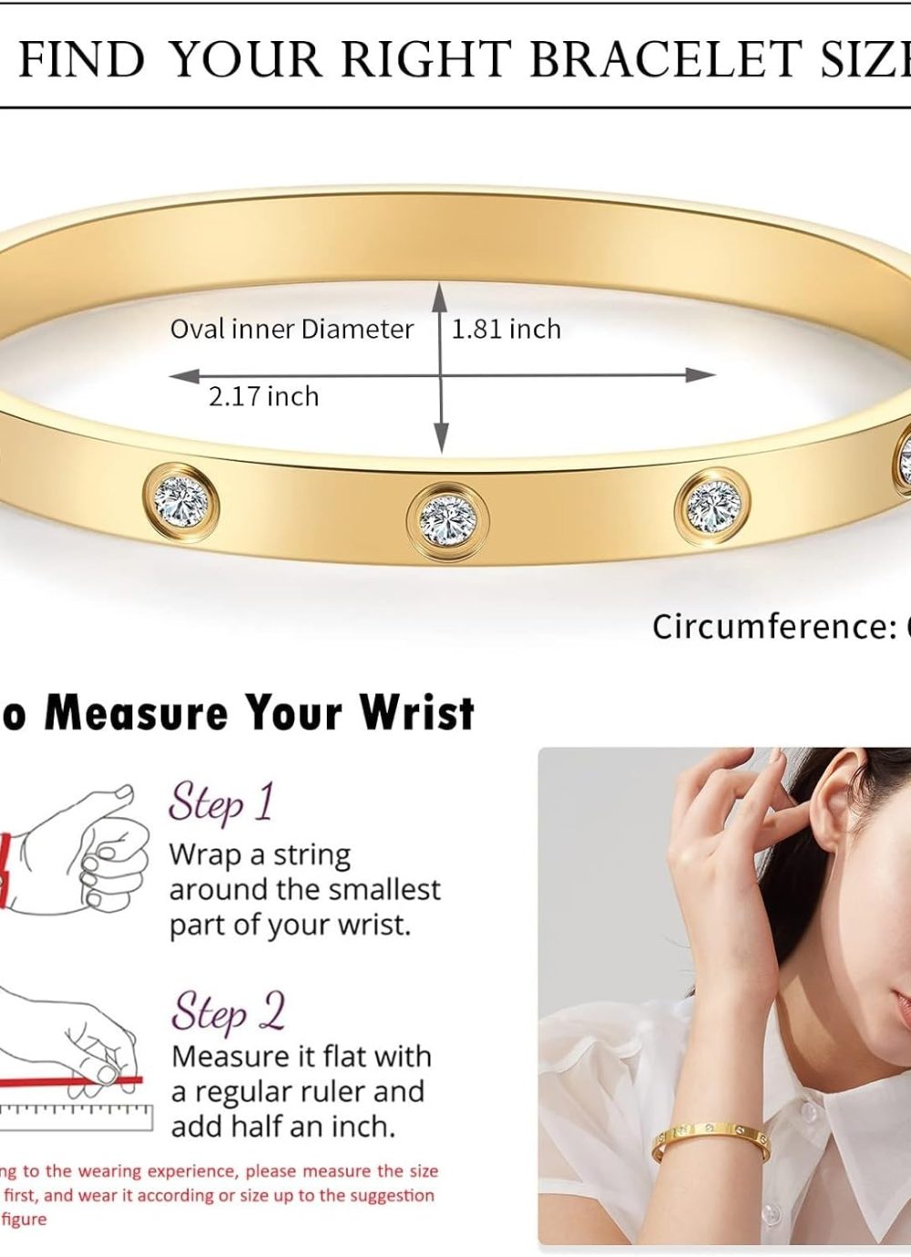 18K Gold Plated Love Friendship Bracelets with CZ Stones Trendy Stainless Steel Bangle Jewelry - Image 4