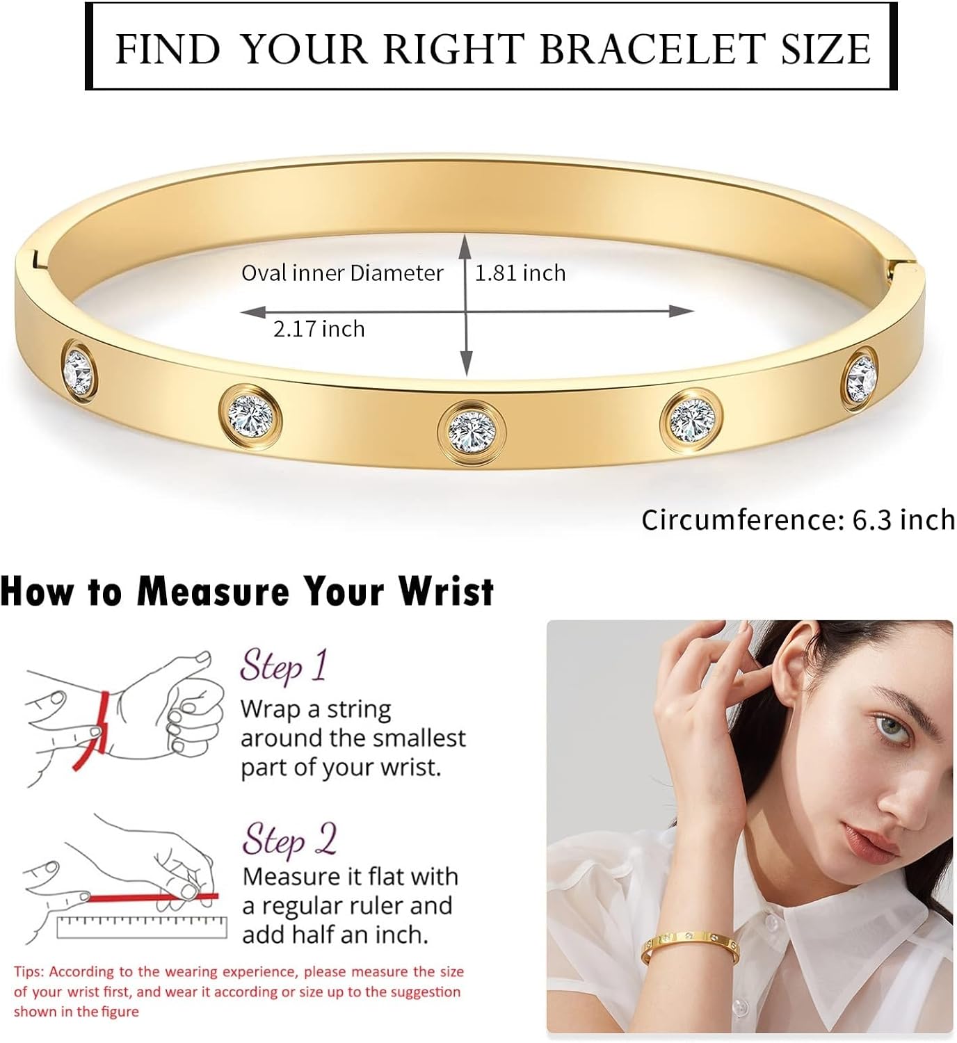 18K Gold Plated Love Friendship Bracelets with CZ Stones Trendy Stainless Steel Bangle Jewelry - Image 4
